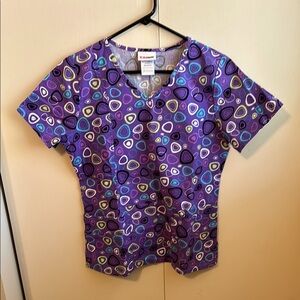 Scrubstar Women’s XS Purple Patterned Short Sleeve Scrub Top